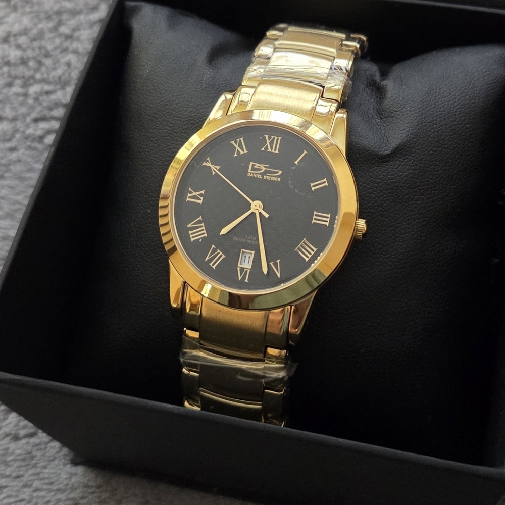 Daniel Steiger Gold Men's Watch Black Face NWOT